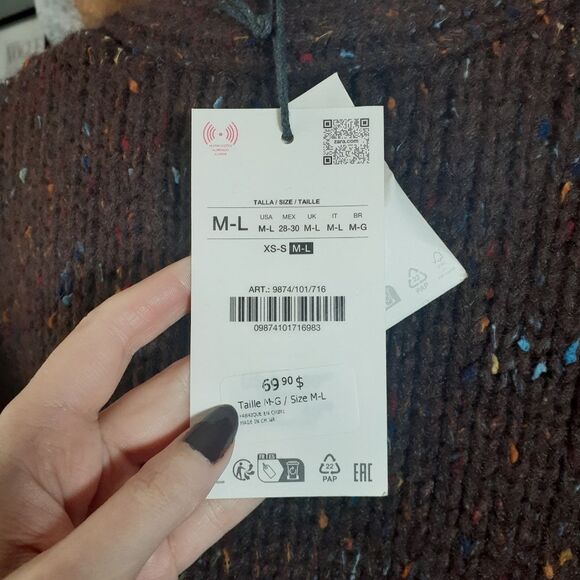 Zara Nwt Chunky Brown Speckled Sweater - Picture 7 of 15